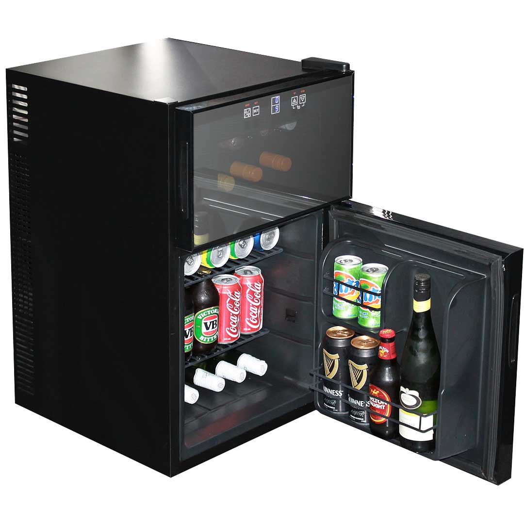 Mini wine and beer fridge with two zones hotsell