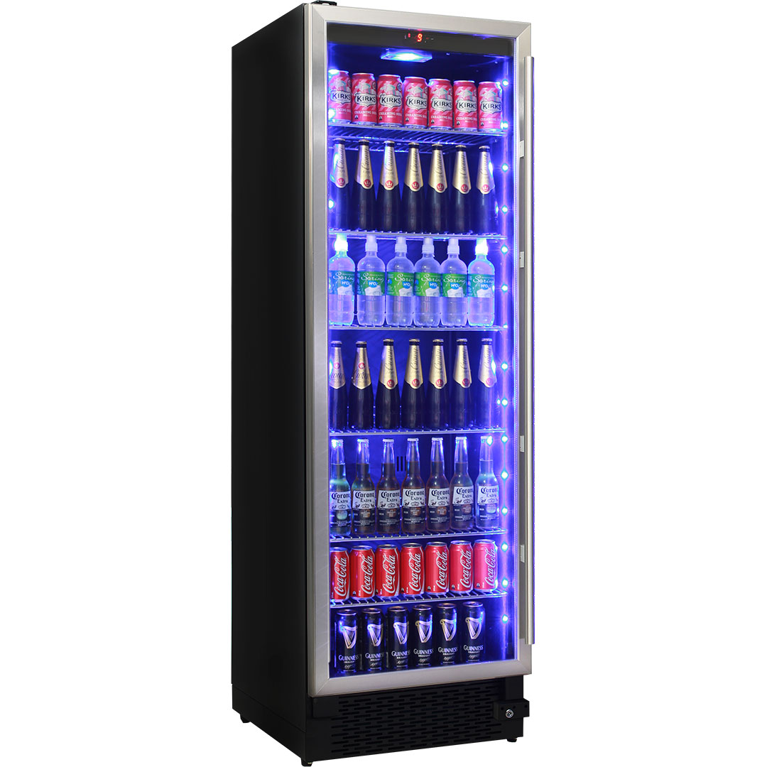 Upright 430 Litre Glass Door Bar Fridge Front Venting And Quiet Operation