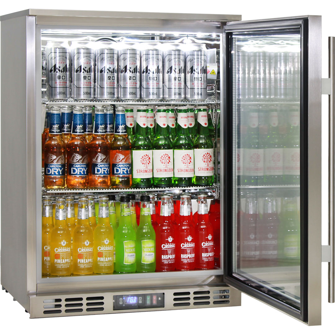 Rhino Triple Glass 1 Door Commercial Stainless Steel Bar Fridge Made Rhino Glass Door Bar Fridge Stainless Steel Alfresco