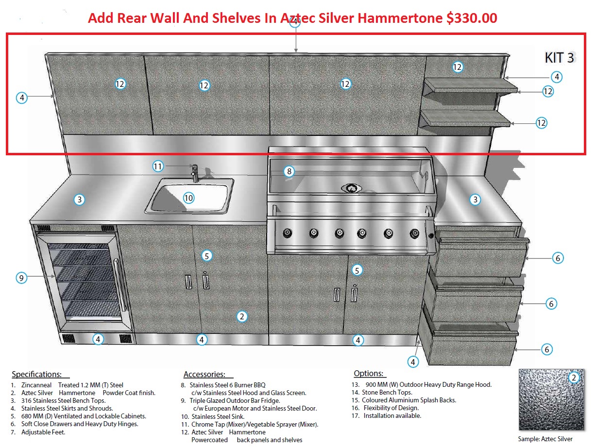 Schmick Alfresco Outdoor Kitchen Setup With Barbecue Sink