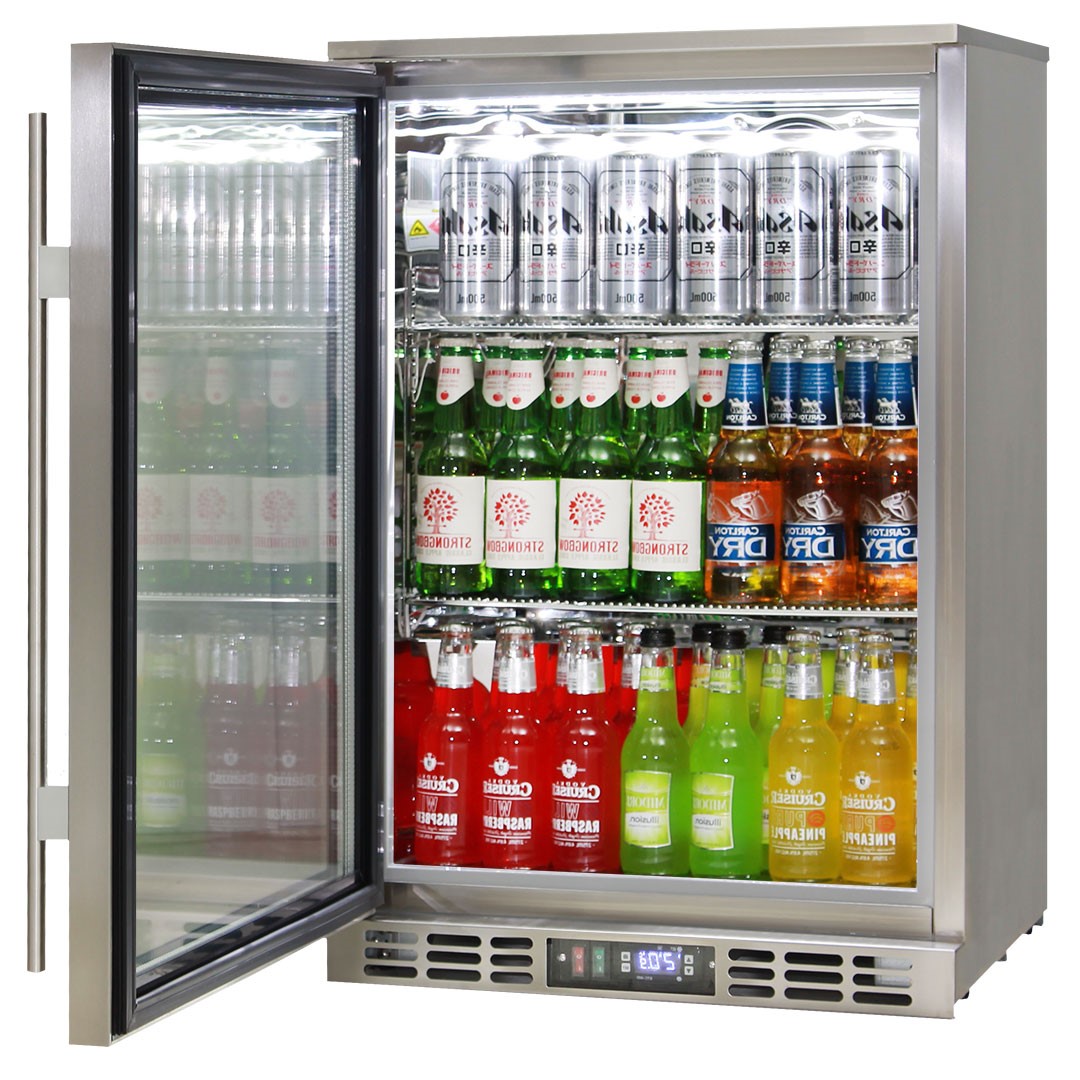 Heated Glass 1 Door Commercial Stainless Steel Bar Fridge Left Hinged