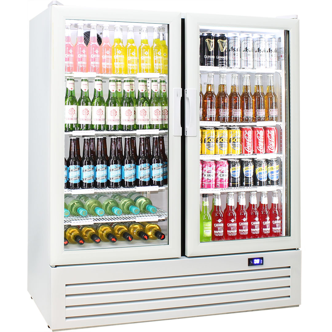 Schmick Glass 2 Door Upright Short Commercial Energy Saving Bar Fridge