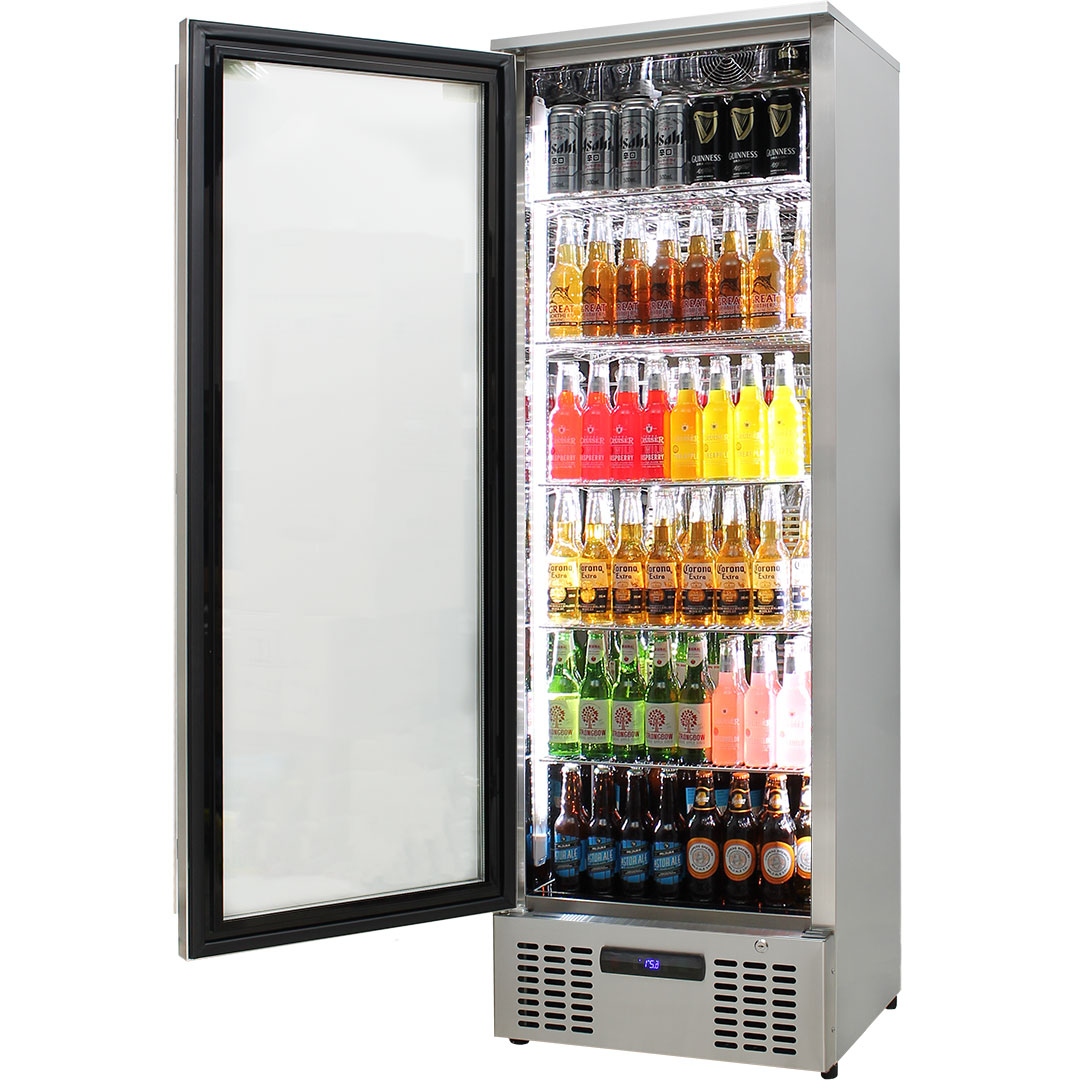Rhino Stainless Steel Glass Door Upright Commercial Bar Fridge With LOW