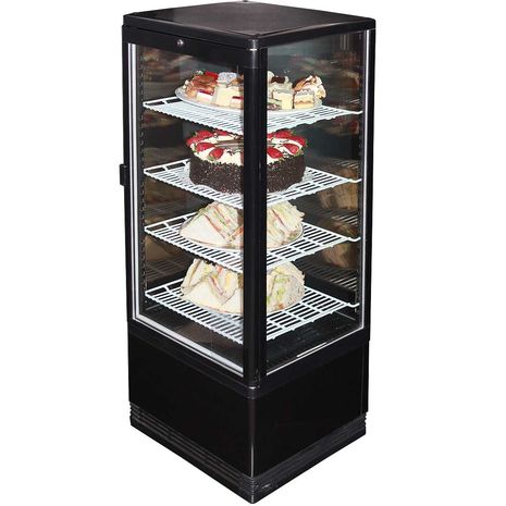  All Glass Cake Sandwich Display Fridge 95Litre in White or Black Model BSF170B-(4) 