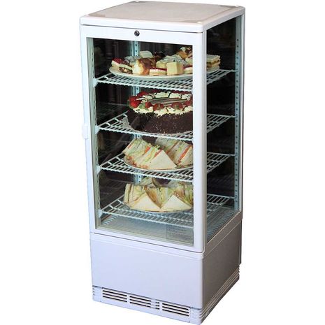  All Glass Cake Sandwich Display Fridge 95Litre in White or Black Model BSF170W-(3) 